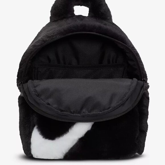Nike Faux Fur Small (MINI) Backpack Black & White FB3049-010 NWT main image 5